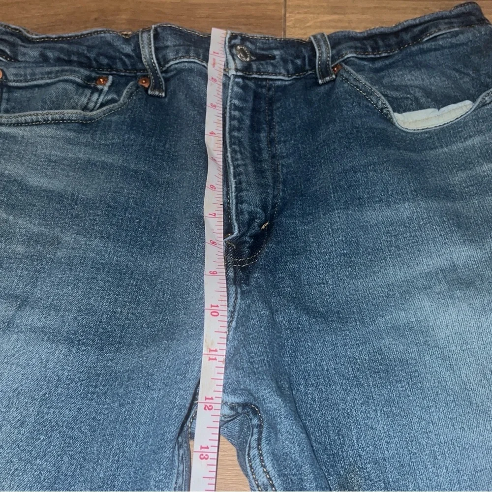 Levi’s 505 Straight Fit Work Jeans W36 L32 Distressed Cut Hem Classic Blue - Picture 5 of 11